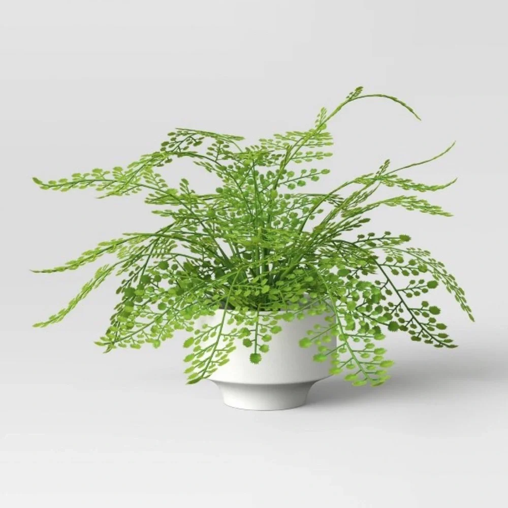 THRESHOLD NWT large fern in modern pot faux hair arrangement